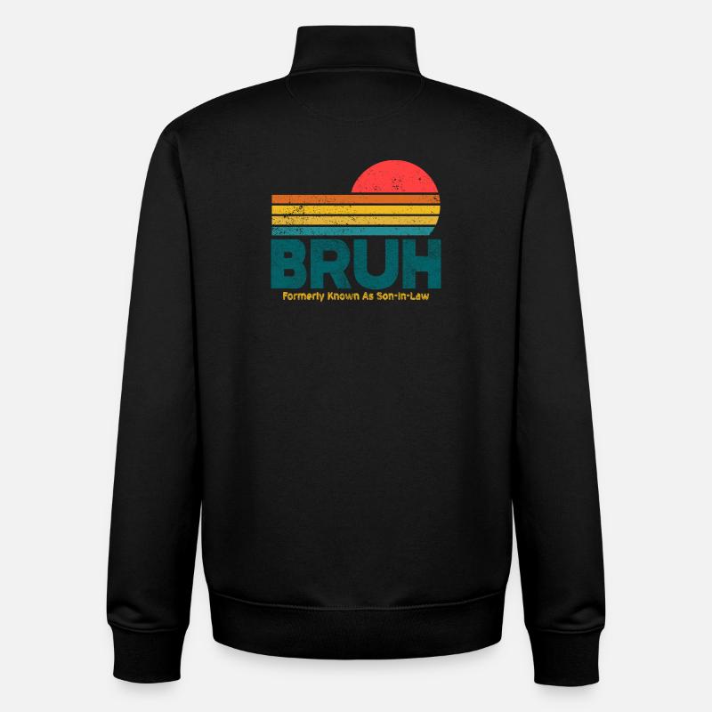 Bruh Sunset Retro Meme Design - Sweat zippé unisexe en coton bio Stanley/Stella - noir