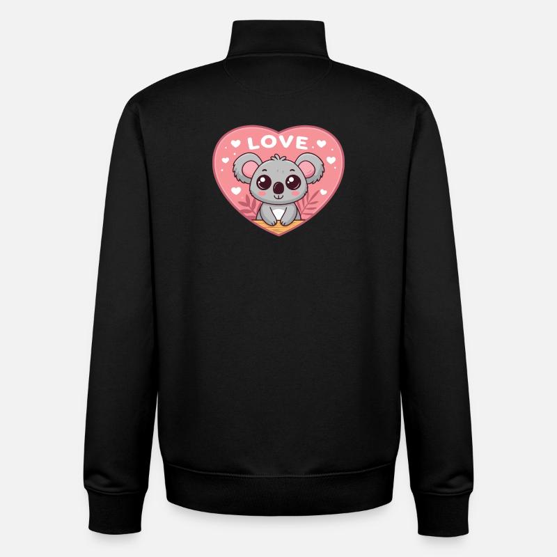 Coeur Koala Amour Doux - Sweat zippé unisexe en coton bio Stanley/Stella - noir