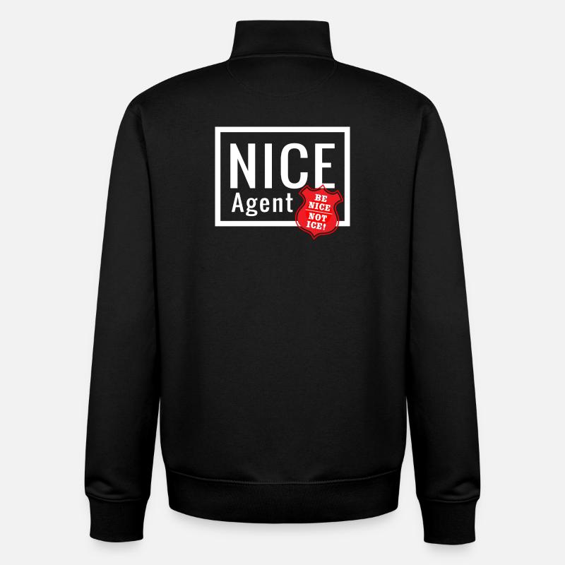 NICE Agent Logo mit Statement Be Nice Badge - Unisex Organic Zip Sweatshirt von Stanley/Stella - Schwarz