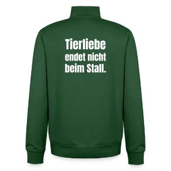 Love of animals does not end at the stable - Unisex Organic Zip Sweatshirt by Stanley/Stella - bottle green - Back - AI Model Male 185 dark (185cm)