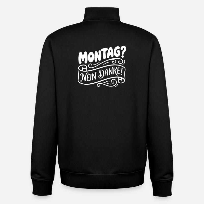 Lundi? Non merci! Lettrage manuel - Sweat zippé unisexe en coton bio Stanley/Stella - noir