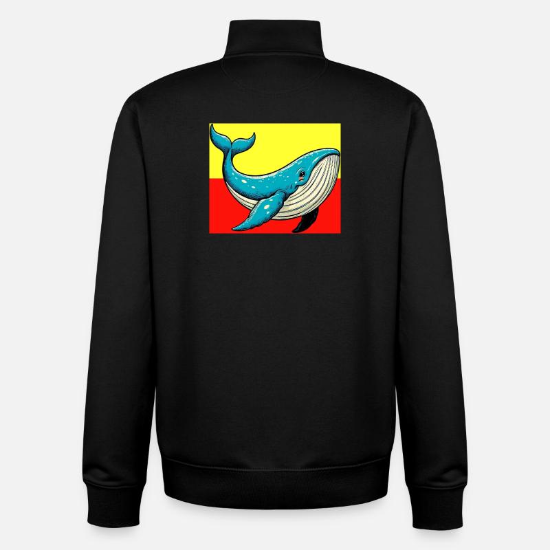 baleine - Sweat zippé unisexe en coton bio Stanley/Stella - noir