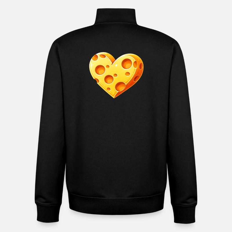 Illustration eines herzförmigen Käsestücks - Unisex Organic Zip Sweatshirt von Stanley/Stella - Schwarz