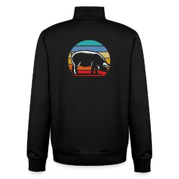 Retro Schwein Silhouette Sonnenuntergang Vintage - Unisex Organic Zip Sweatshirt von Stanley/Stella - Schwarz - Hinten - AI Model Male 185 light (185cm)