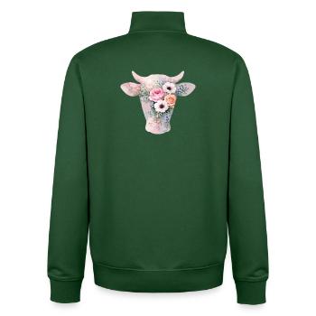 Fleurs en forme de vache - Sweat zippé unisexe en coton bio Stanley/Stella - vert bouteille - Dos - AI Model Male 185 dark (185cm)