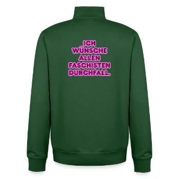 Gegen Faschisten Pink Protest - Unisex Organic Zip Sweatshirt von Stanley/Stella - Flaschengrün - Hinten - AI Model Male 185 dark (185cm)