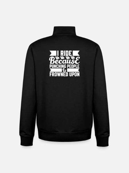 Ride because punching is not allowed - Unisex Organic Zip Sweatshirt by Stanley/Stella - black