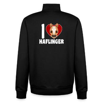 Ich liebe Haflinger - Herz - Unisex Organic Zip Sweatshirt von Stanley/Stella - Schwarz - Hinten - AI Model Male 185 light (185cm)