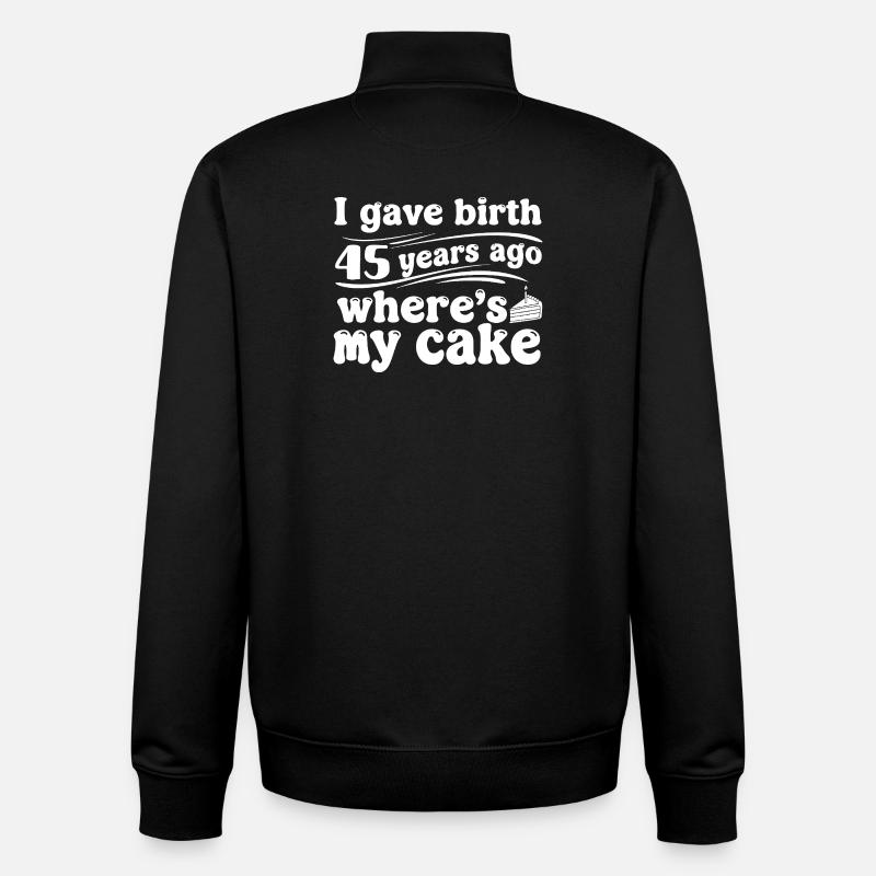 Fødselsdag for 45 år siden – kage? - Stanley/Stella unisex sweatshirt med lynlås i økologisk - sort