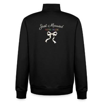 Just Married Pride Bow - Unisex Organic Zip Sweatshirt by Stanley/Stella - black - Back - AI Model Male 185 light (185cm)
