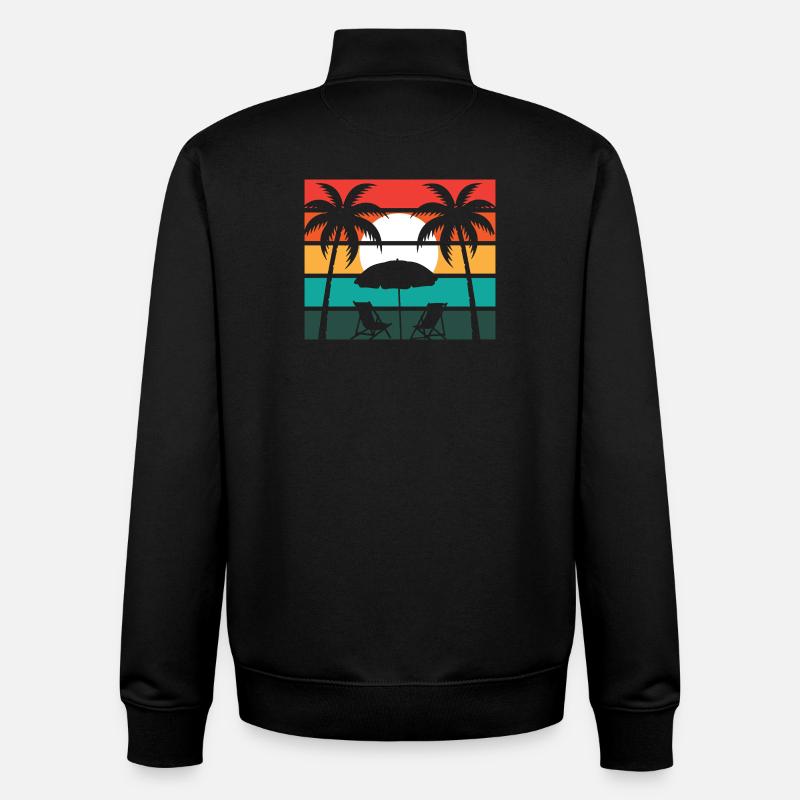 Beach palm and sun - Unisex Organic Zip Sweatshirt by Stanley/Stella - black