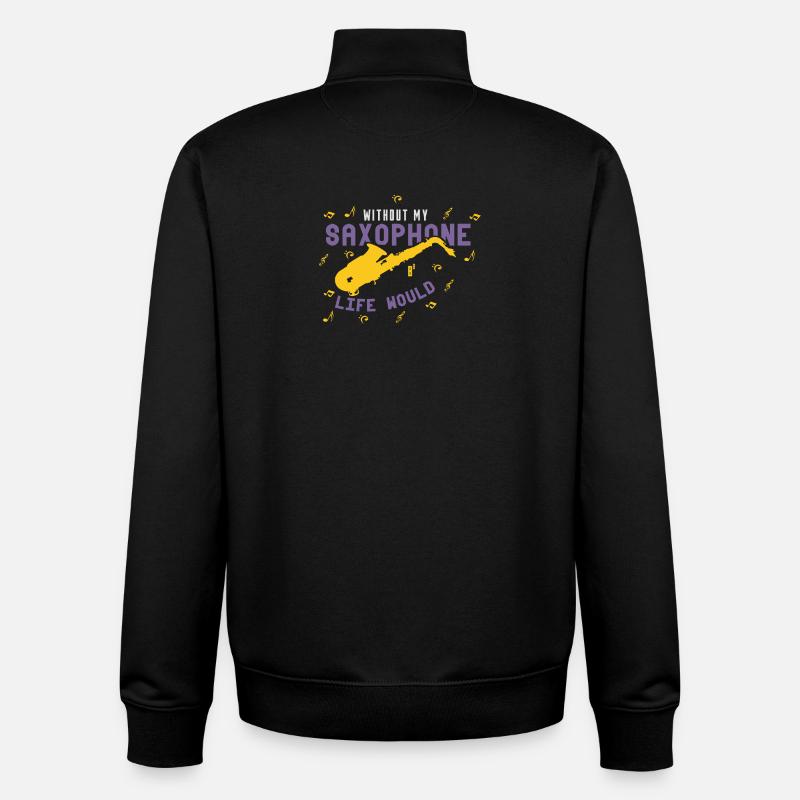 saxophone - Sweat zippé unisexe en coton bio Stanley/Stella - noir