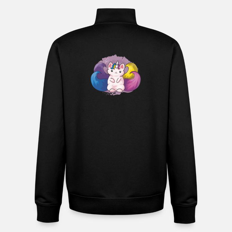 Kitty katacorn - Sweat zippé unisexe en coton bio Stanley/Stella - noir