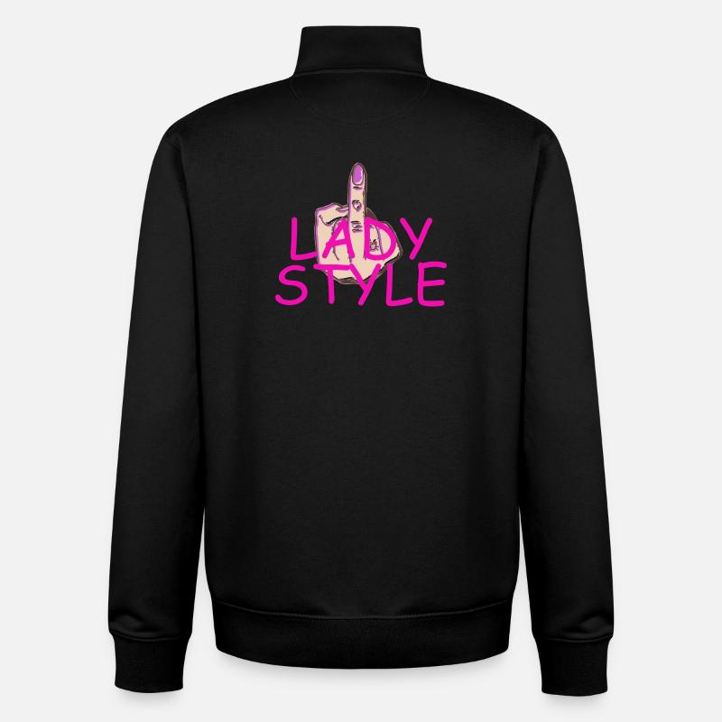 Doigt du milieu de style dame - Sweat zippé unisexe en coton bio Stanley/Stella - noir