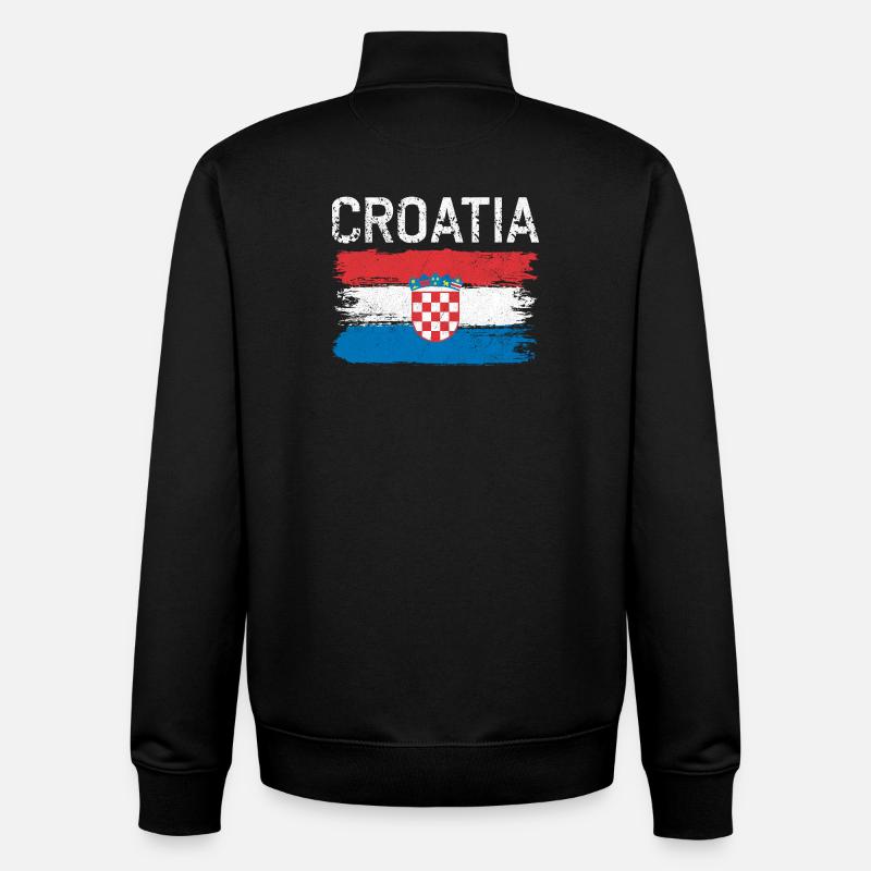 Blason du drapeau Croatie - Sweat zippé unisexe en coton bio Stanley/Stella - noir