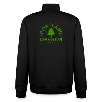 Portland Green Tree Logo - Unisex Organic Zip Sweatshirt by Stanley/Stella - black - Back - AI Model Male 185 light (185cm)