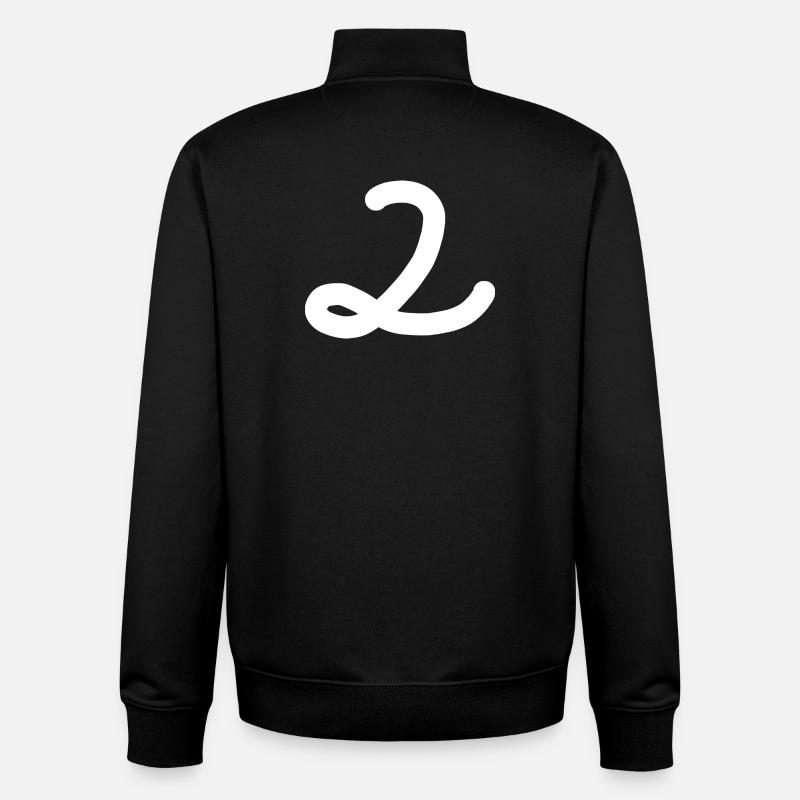 2 Numéro deux blanc - Sweat zippé unisexe en coton bio Stanley/Stella - noir
