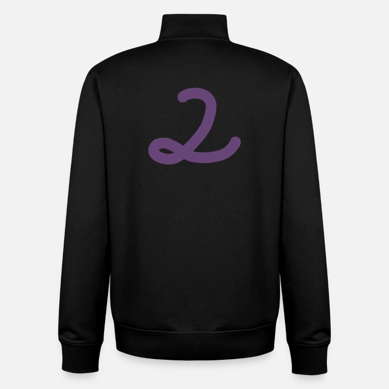 2 Nummer zwei Zahl violett - Unisex Organic Zip Sweatshirt von Stanley/Stella - Schwarz
