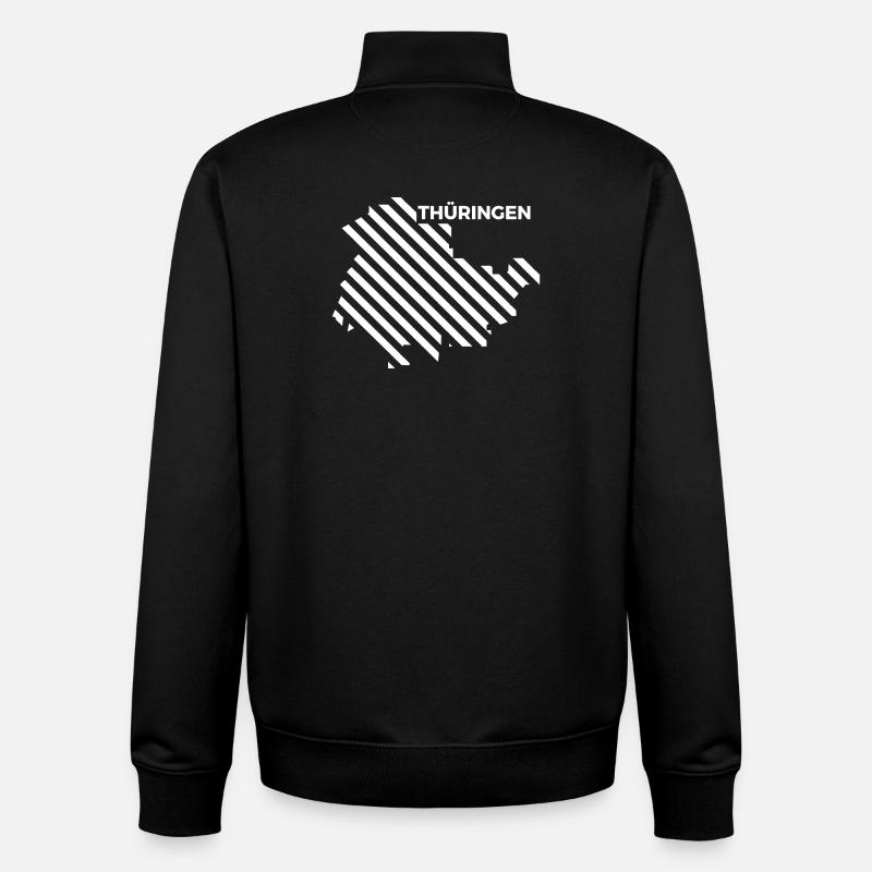 Thuringia Map - Unisex Organic Zip Sweatshirt by Stanley/Stella - black