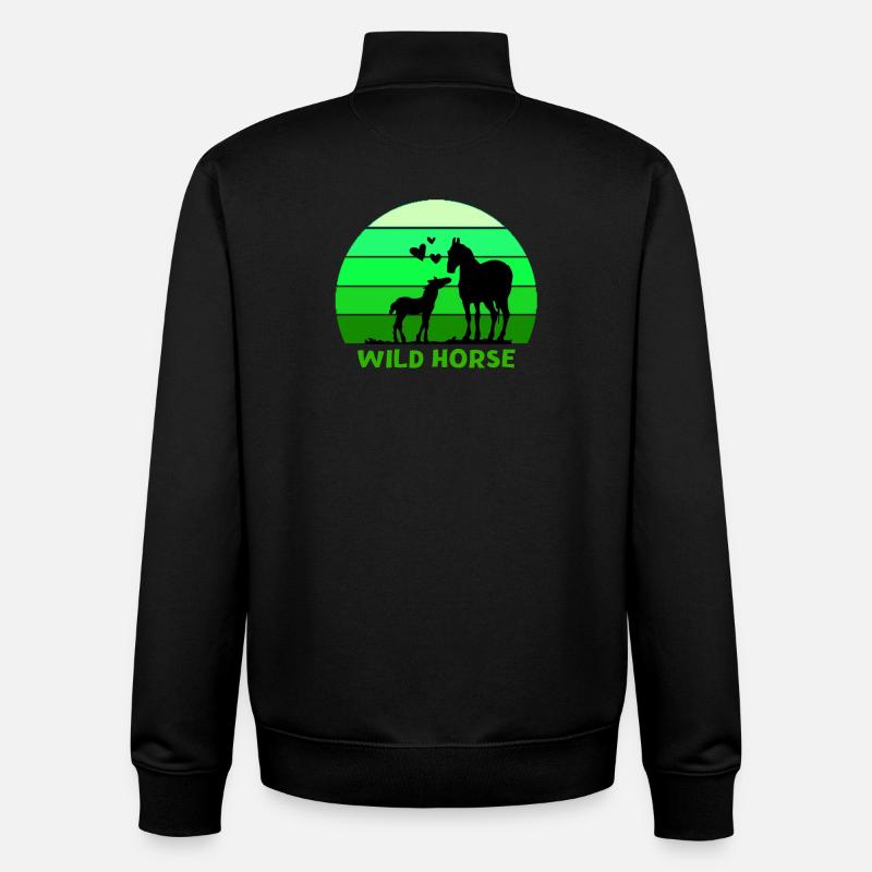 cheval, cheval sauvage, passionné de chevaux - Sweat zippé unisexe en coton bio Stanley/Stella - noir
