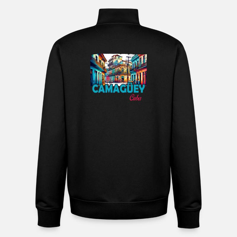 Camagüey, Cuba, Caraïbes, Design - Sweat zippé unisexe en coton bio Stanley/Stella - noir
