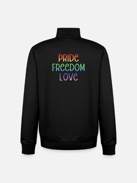 LGBT Pride Month - Peace. Freedom. Love. - Unisex Organic Zip Sweatshirt by Stanley/Stella - black