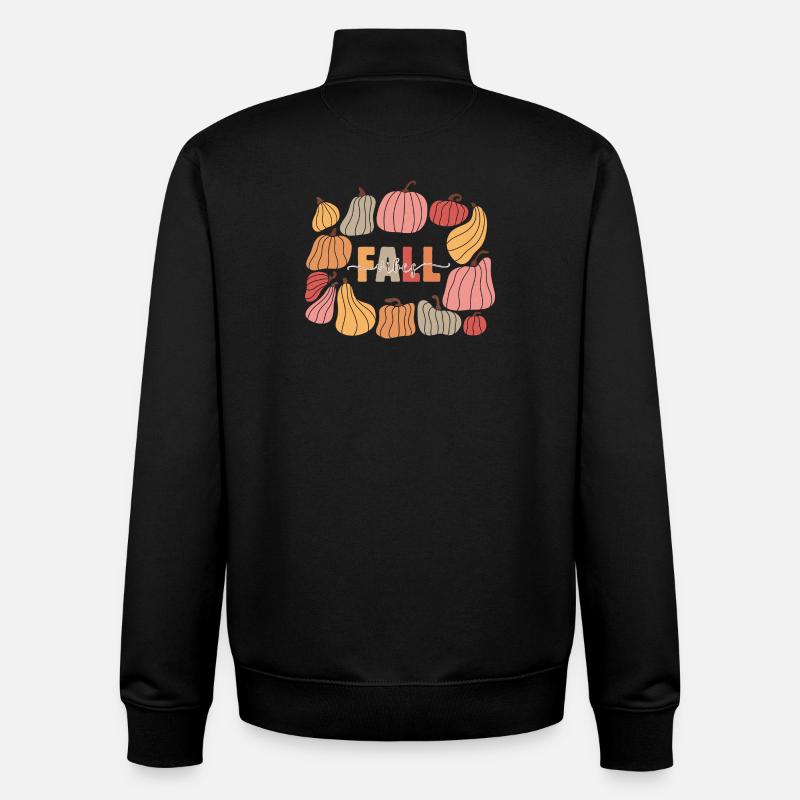 Fall Vibes Citrouilles - Sweat zippé unisexe en coton bio Stanley/Stella - noir