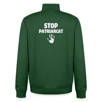 stop patriarcat, droit des femmes - Sweat zippé unisexe en coton bio Stanley/Stella - vert bouteille - Dos - AI Model Male 185 dark (185cm)