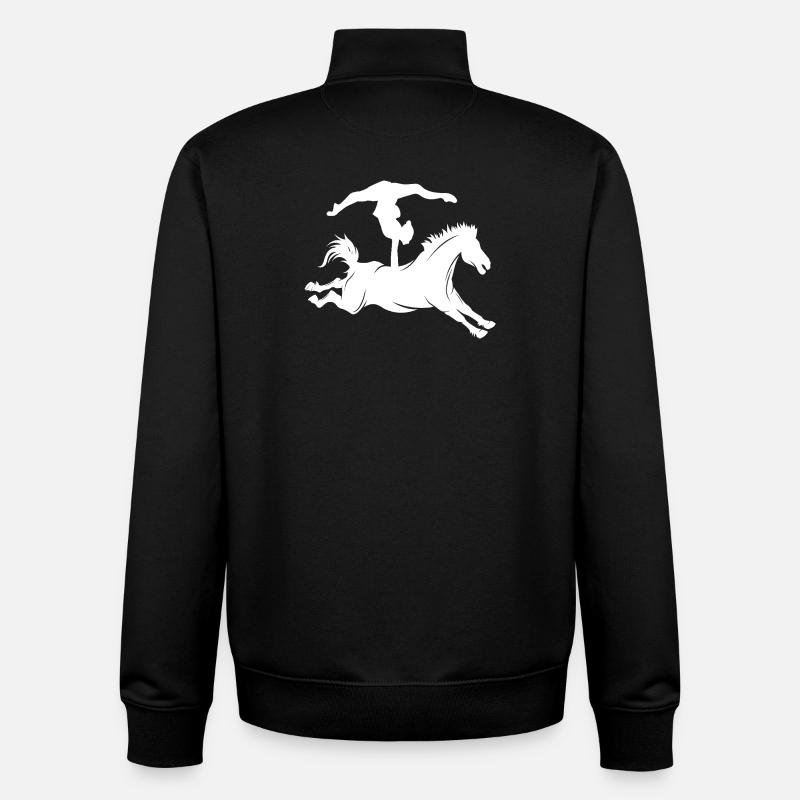 Équitation minimaliste silhouette voltige - Sweat zippé unisexe en coton bio Stanley/Stella - noir
