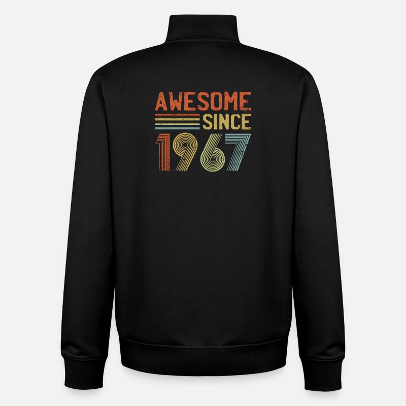 Rétro 1967 Célébration Design - Sweat zippé unisexe en coton bio Stanley/Stella - noir