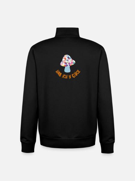 Lucky Guy Autumn Luck Mushroom Cool Sayings Blobs - Unisex Organic Zip Sweatshirt by Stanley/Stella - black