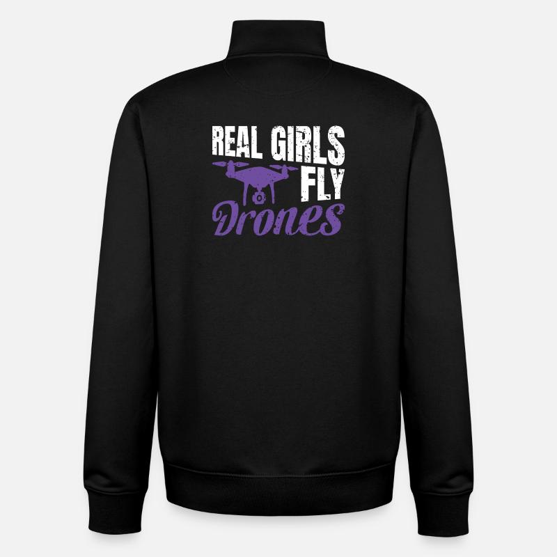 Real Girls fly Drones - Unisex Organic Zip Sweatshirt by Stanley/Stella - black