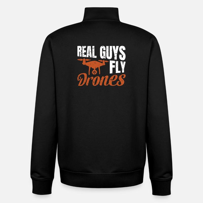 Real Guys fly Drones - Unisex Organic Zip Sweatshirt by Stanley/Stella - black