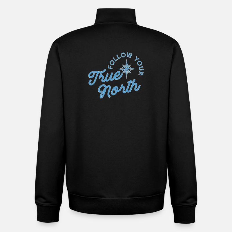 Kompassmotiv mit Abenteuerbotschaft - Unisex Organic Zip Sweatshirt von Stanley/Stella - Schwarz