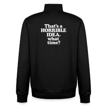 Horrible Idea – What Time ? - Unisex Organic Zip Sweatshirt von Stanley/Stella - Schwarz - Hinten - AI Model Male 185 light (185cm)