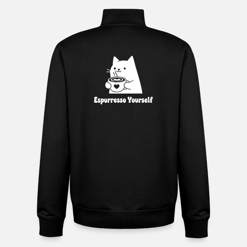 Espresso Yourself Katzenmotiv - Unisex Organic Zip Sweatshirt von Stanley/Stella - Schwarz