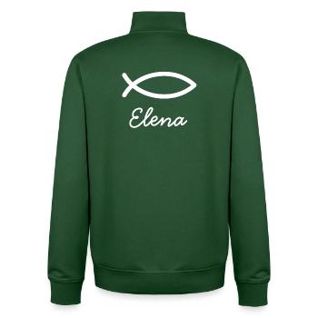 Elena Christian name with E maiden name baptism - Unisex Organic Zip Sweatshirt by Stanley/Stella - bottle green - Back - AI Model Male 185 dark (185cm)