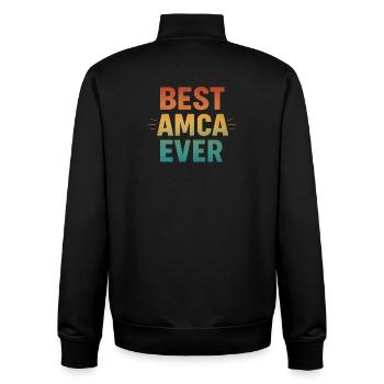 BEST AMCA EVER - Retro Vintage türk Onkle Spruch - Unisex Organic Zip Sweatshirt von Stanley/Stella - Schwarz - Hinten - AI Model Male 185 light (185cm)
