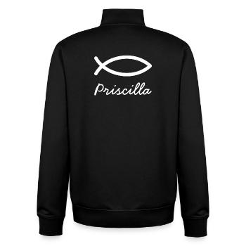 Priscilla christlicher Name mit P Mädchenname Tauf - Unisex Organic Zip Sweatshirt von Stanley/Stella - Schwarz - Hinten - AI Model Male 185 light (185cm)