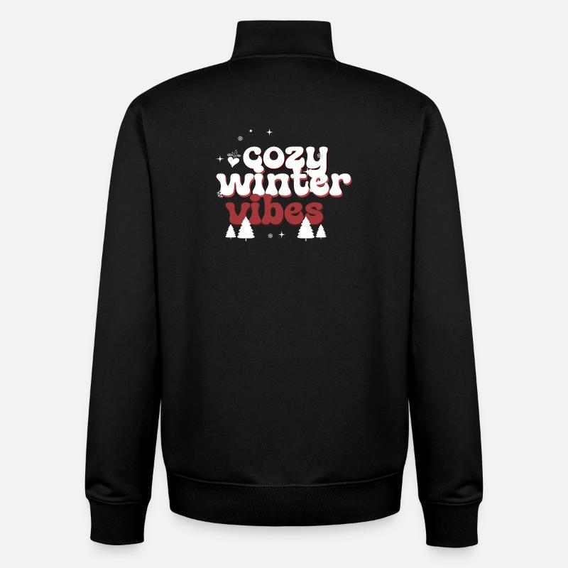 Ambiance hivernale douillette Texte gonflé - Sweat zippé unisexe en coton bio Stanley/Stella - noir