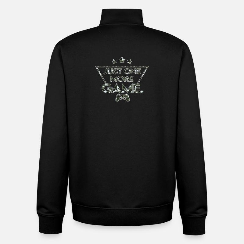 Just_one_more_game_ _camouflage_black_white - Sweat zippé unisexe en coton bio Stanley/Stella - noir