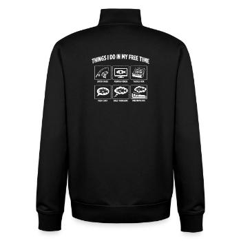 Choses que je fais pendant mon temps libre Pêche au bar d’Angeln - Sweat zippé unisexe en coton bio Stanley/Stella - noir - Dos - AI Model Male 185 light (185cm)