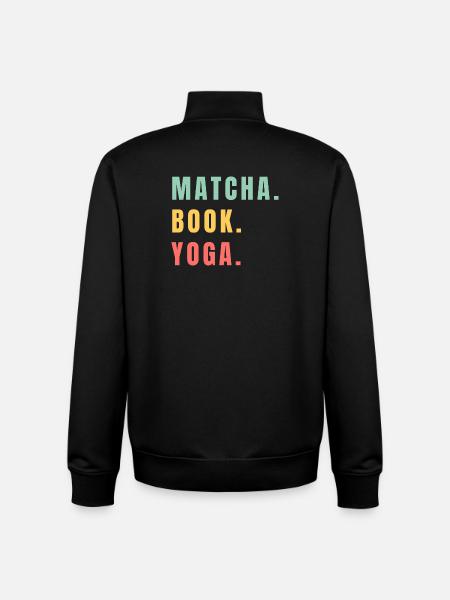 MATCHA BOOK YOGA - Unisex Organic Zip Sweatshirt by Stanley/Stella - black
