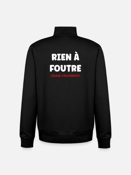 rien à foutre, - Sweat zippé unisexe en coton bio Stanley/Stella - noir