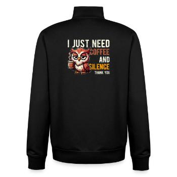J’ai juste besoin de café et de silence Chouette drôle - Sweat zippé unisexe en coton bio Stanley/Stella - noir - Dos - AI Model Male 185 light (185cm)