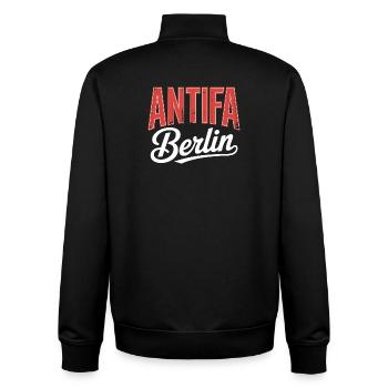 Antifa Berlin - Antifascist Tee - Unisex Organic Zip Sweatshirt by Stanley/Stella - black - Back - AI Model Male 185 light (185cm)