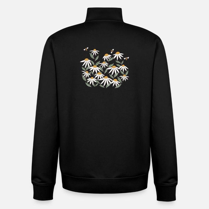 Fleurs sauvages avec abeilles - Sweat zippé unisexe en coton bio Stanley/Stella - noir