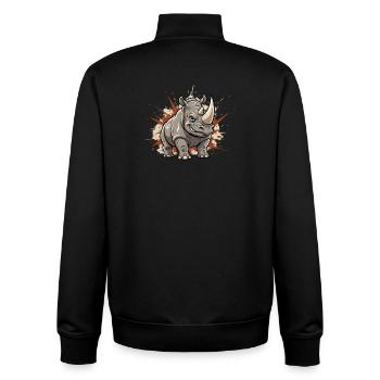 Powerful Rhino Cartoon - Unisex Organic Zip Sweatshirt by Stanley/Stella - black - Back - AI Model Male 185 light (185cm)