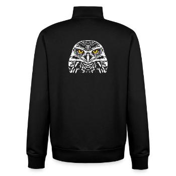 Kauz mit leuchtenden Augen - Unisex Organic Zip Sweatshirt von Stanley/Stella - Schwarz - Hinten - AI Model Male 185 light (185cm)
