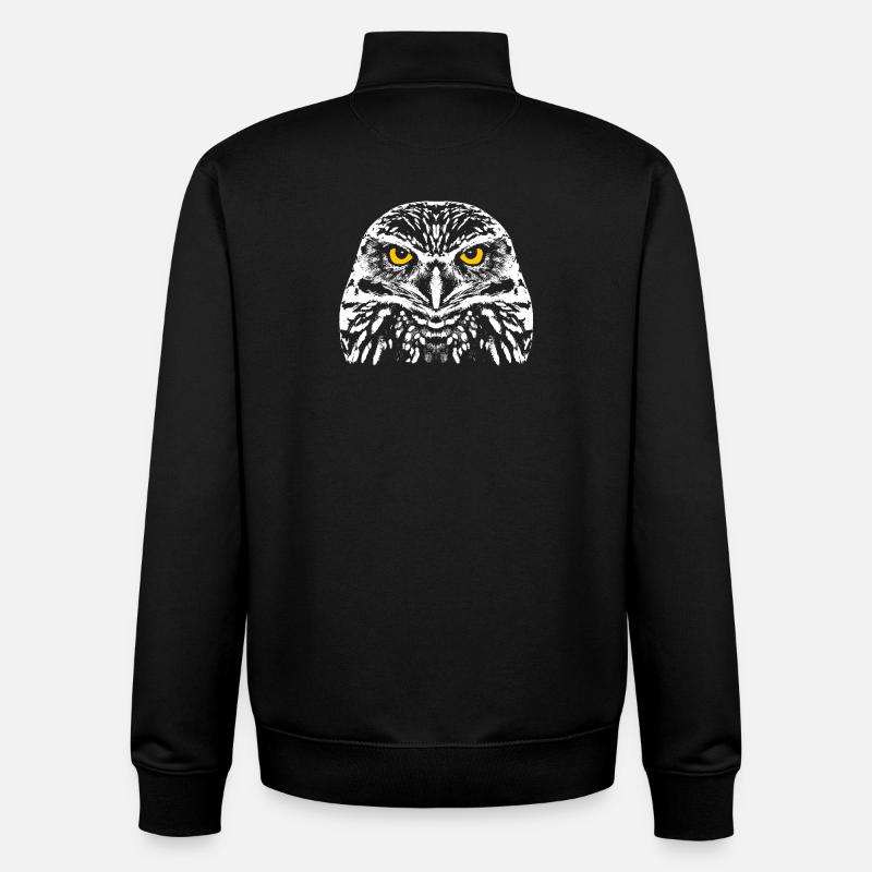 Owl with shining eyes - Unisex Organic Zip Sweatshirt by Stanley/Stella - black